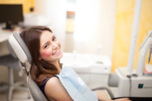 Woman waiting for a dental exam